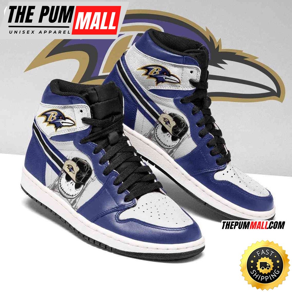Baltimore Ravens Air Jd 1 Shoes Jack Skellington Printing Shoes Sneaker
