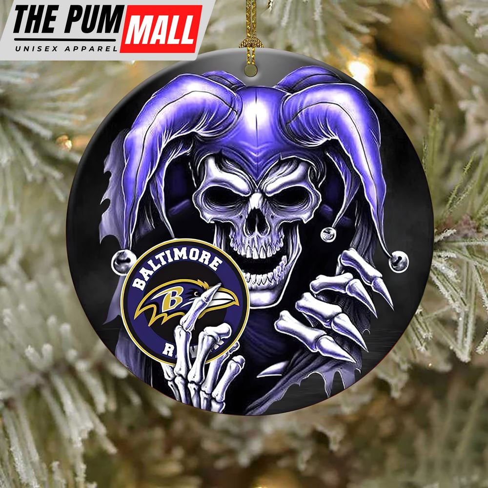 Baltimore Ravens Christmas Aluminum Ornament Skull Joker NFL Ornaments Limited Edition