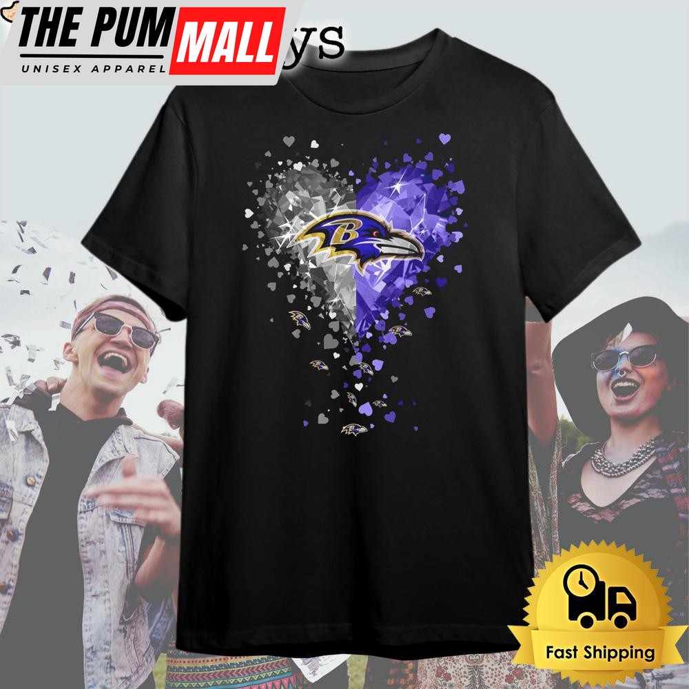 Baltimore Ravens Crystal Heart T Shirt
