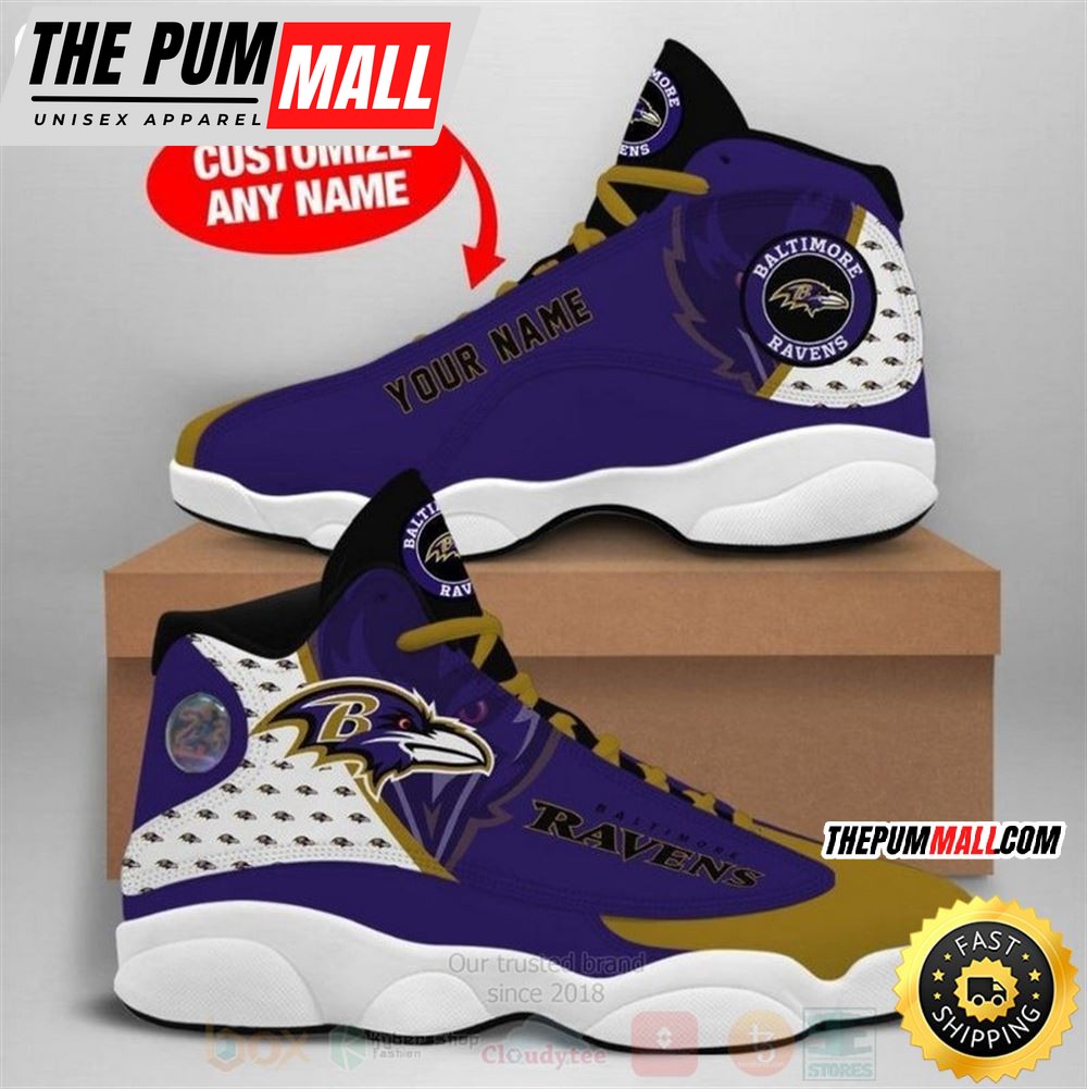 Baltimore Ravens Football Team Nfl Custom Name Air Jd 13 Shoes