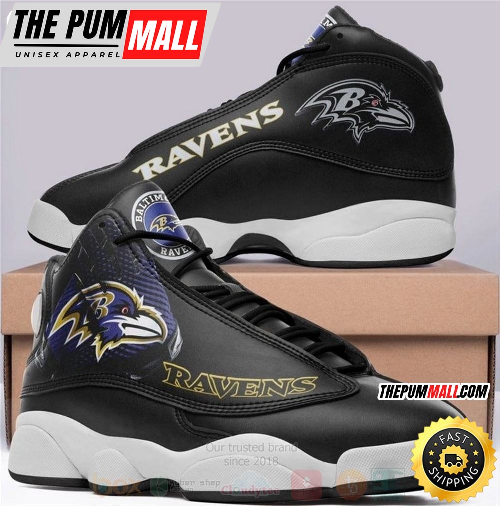 Baltimore Ravens Nfl Big Logo Football Team Air Jd 13 Shoes
