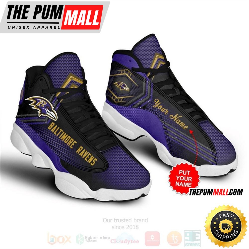 Baltimore Ravens Nfl Custom Name Air Jd 13 Shoes