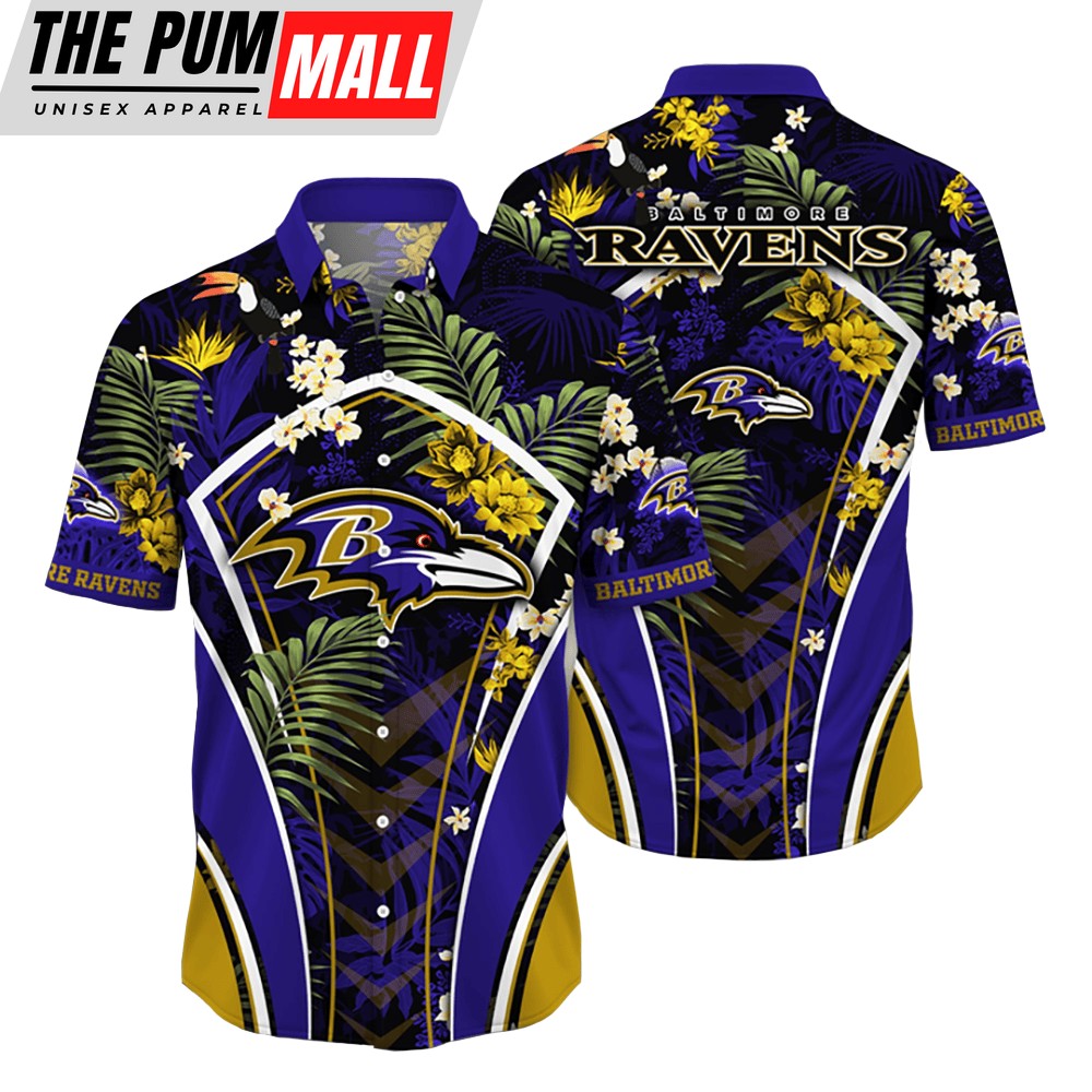 Baltimore Ravens NFL Flower Tropical Hawaiian Shirt
