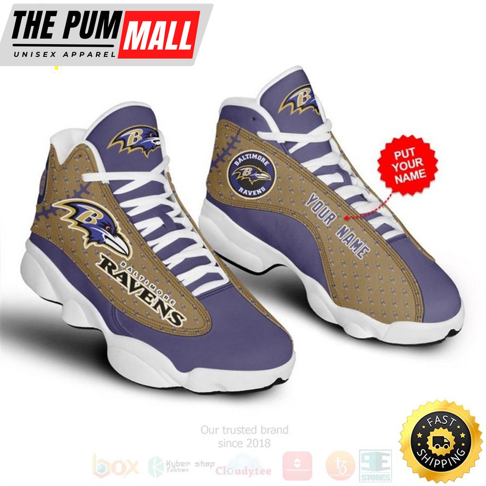 Baltimore Ravens Nfl Football Custom Name Air Jd 13 Shoes