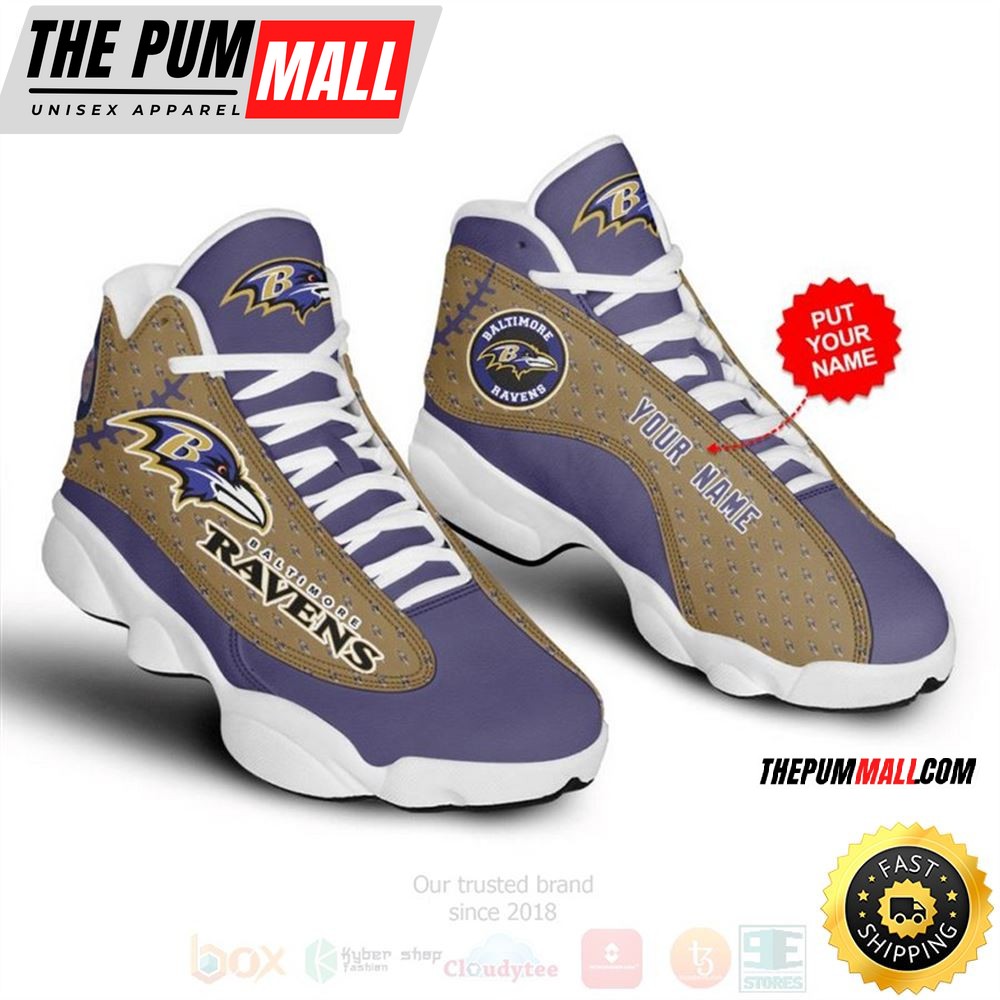 Baltimore Ravens Nfl Football Custom Name Air Jd 13 Shoes