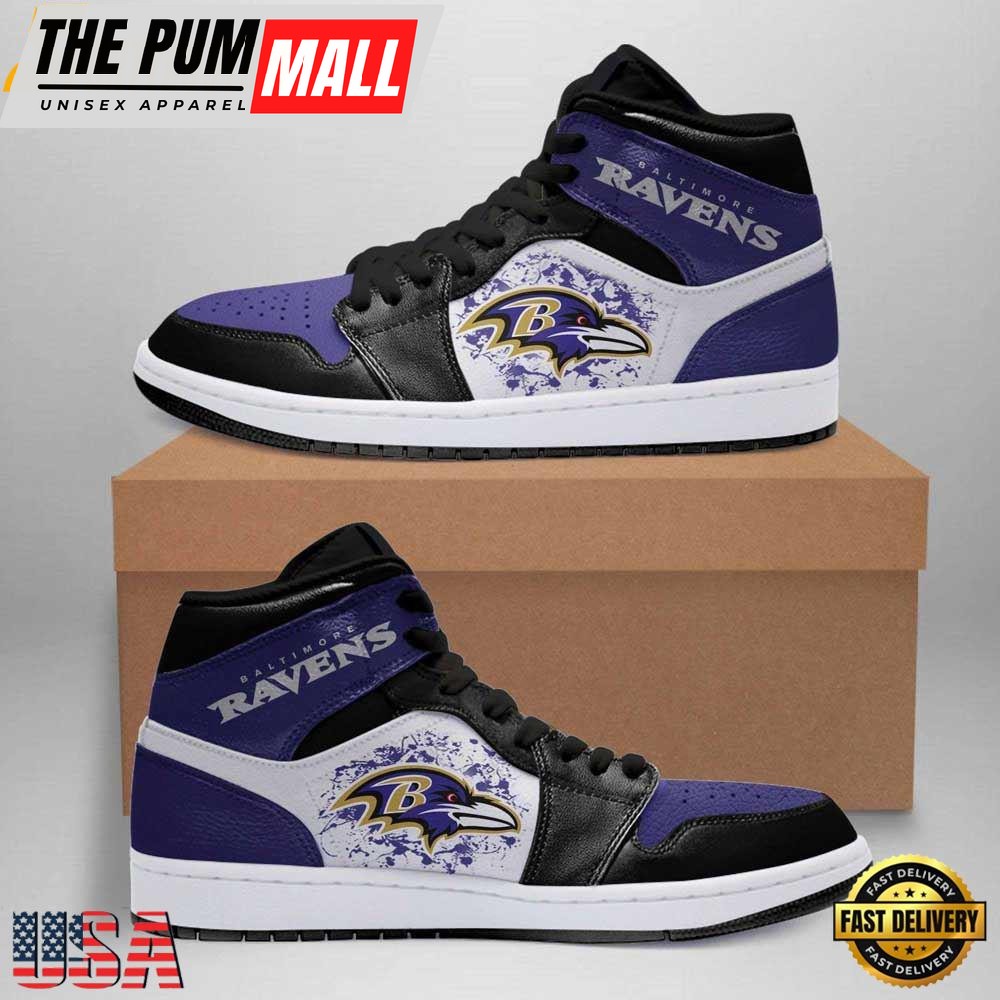 Baltimore Ravens NFLJordan 1 Boot Sneakers Shoes