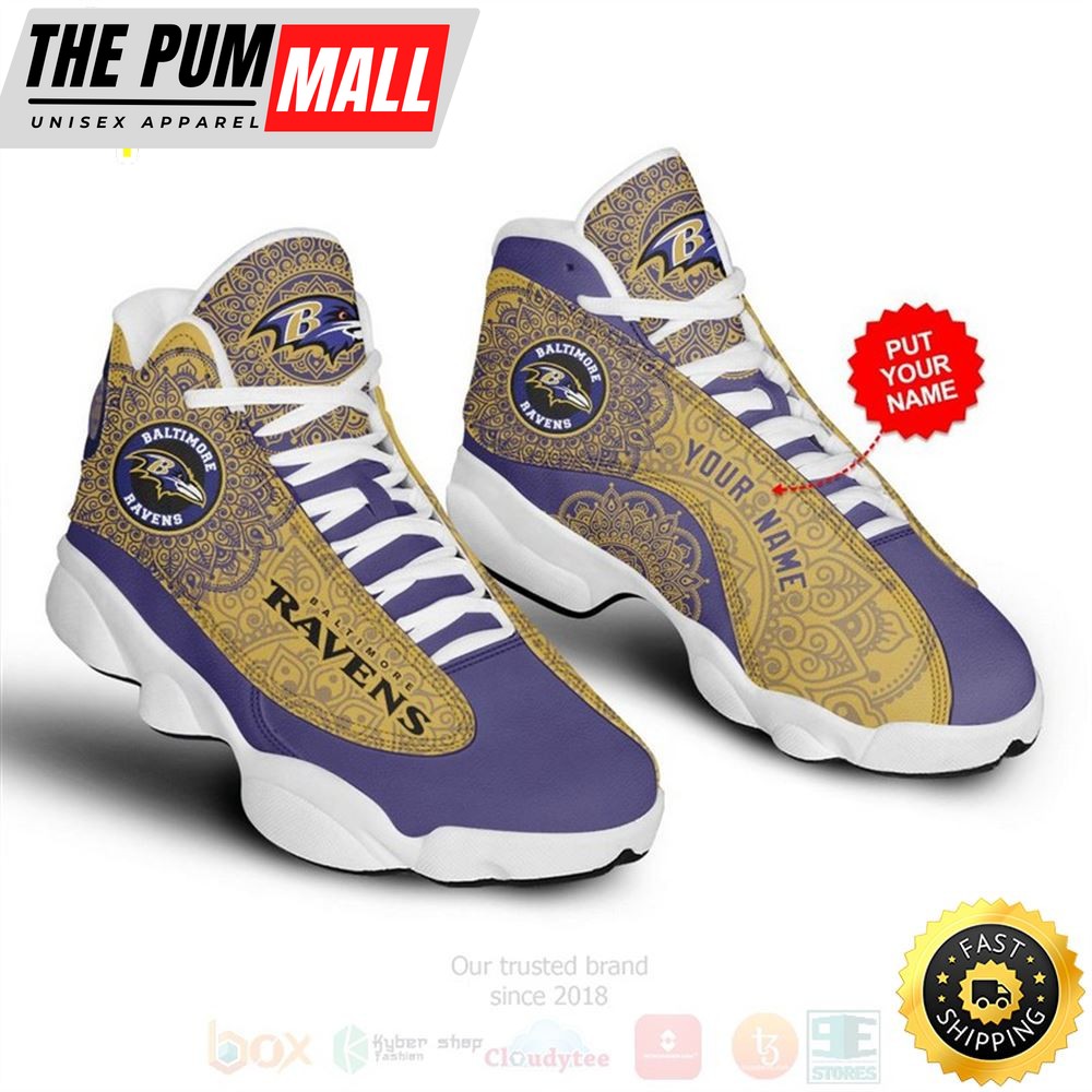 Baltimore Ravens Pattern Nfl Custom Name Air Jd 13 Shoes