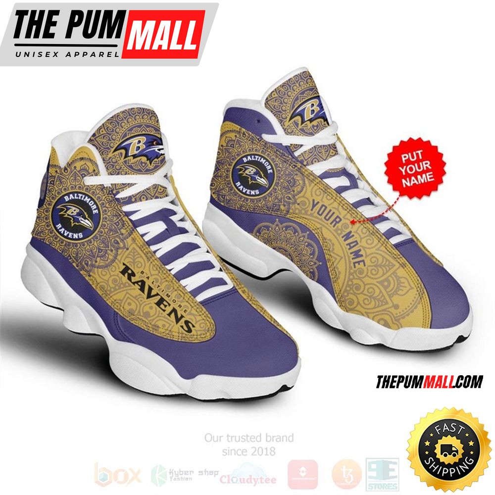 Baltimore Ravens Pattern Nfl Custom Name Air Jd 13 Shoes