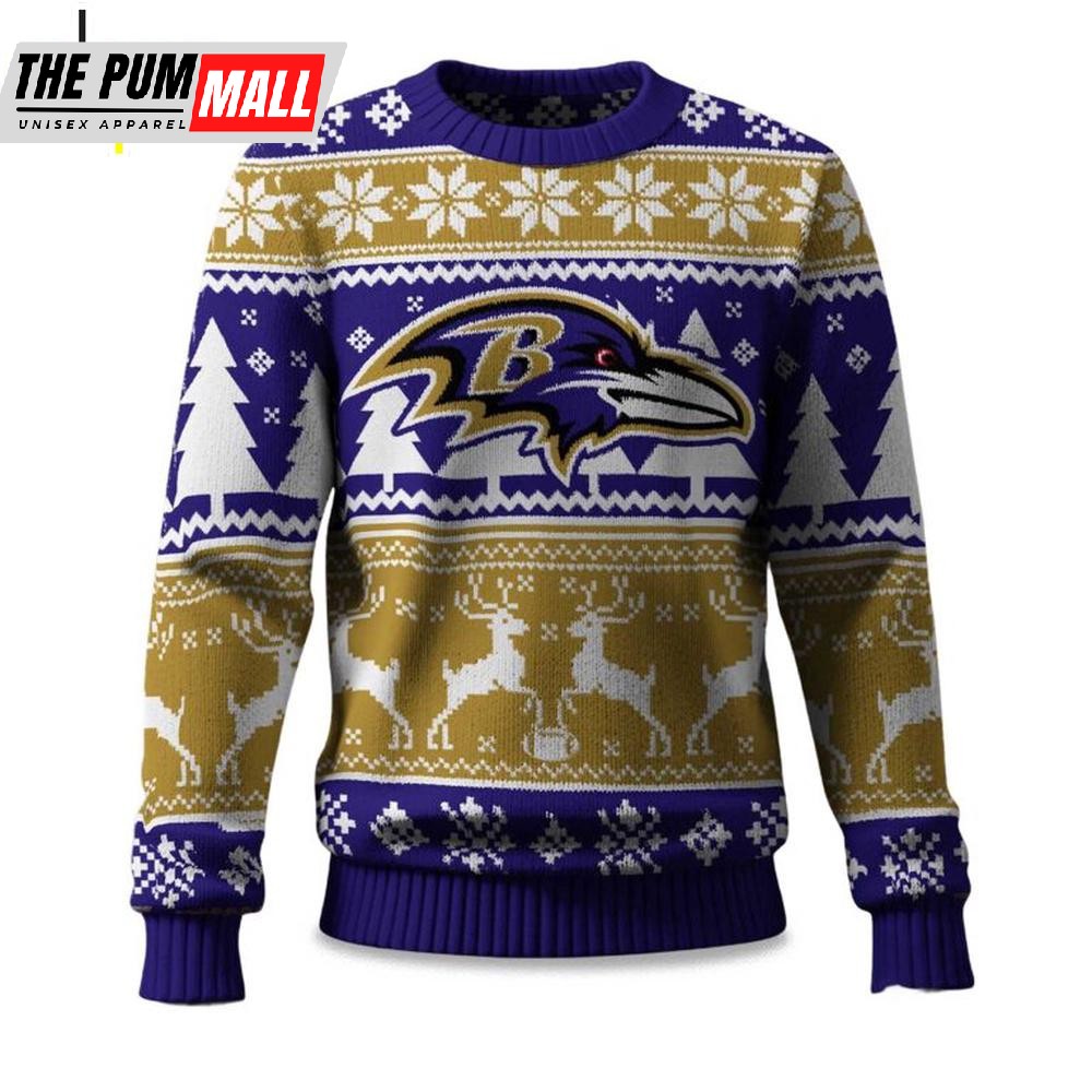 Baltimore Ravens Reindeer Football Ugly Christmas Sweater
