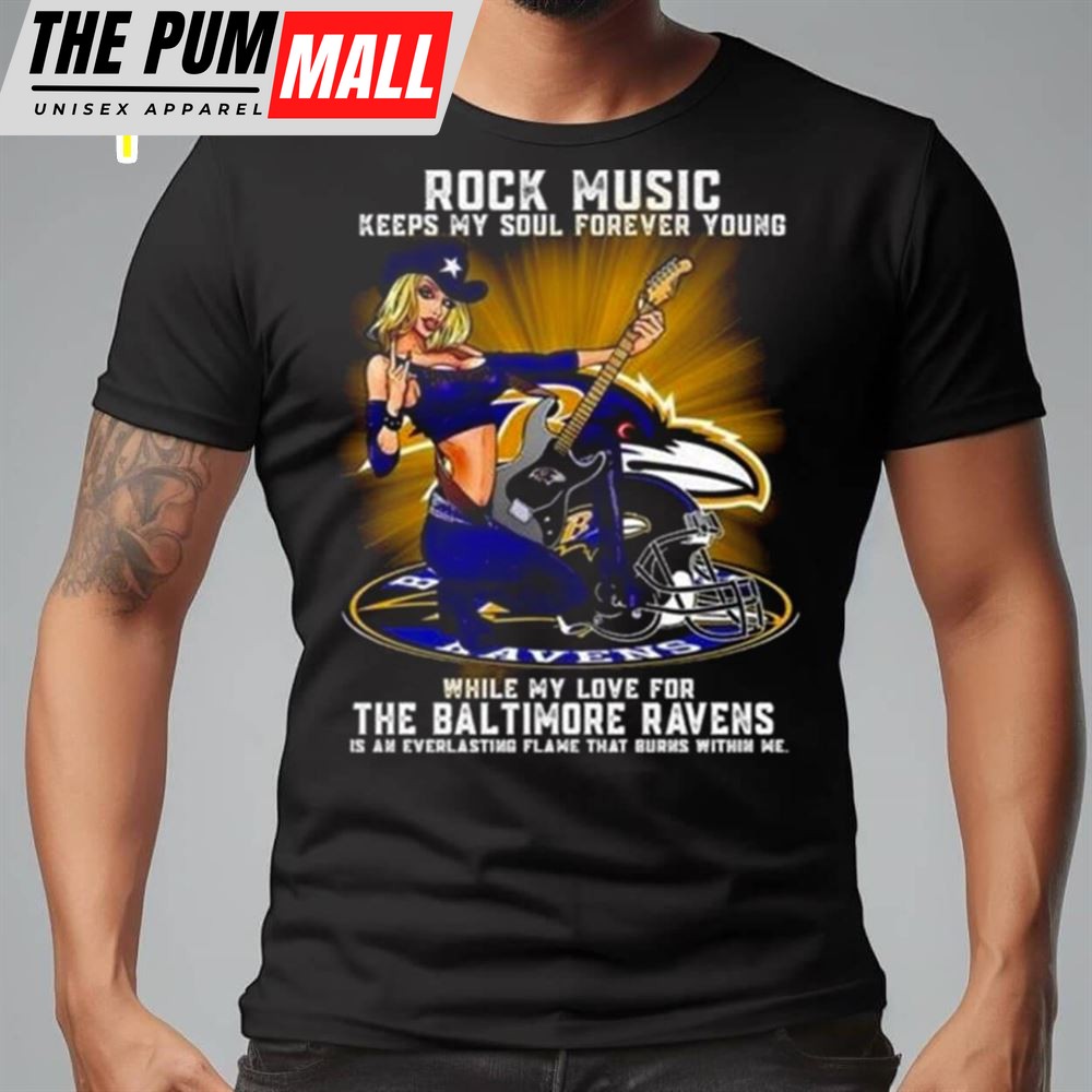 Baltimore Ravens Rock Music Keep My Soul Forever Young 2025 Shirt