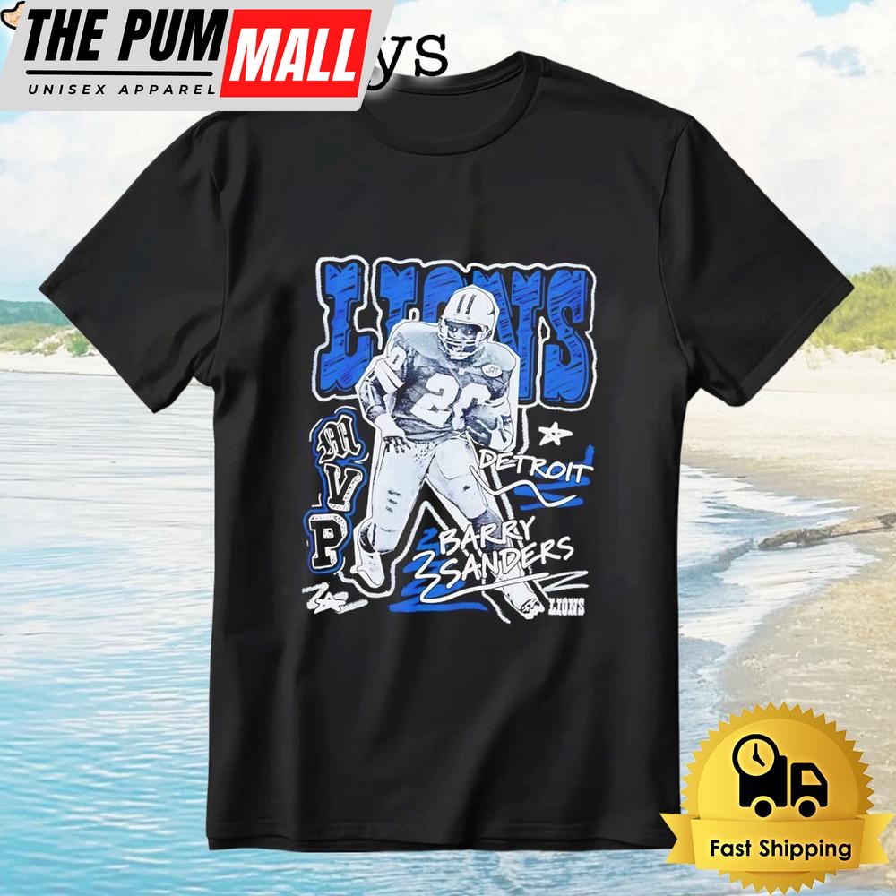 Barry Sanders Detroit Lions Chalked Up Player Graphic T-Shirt