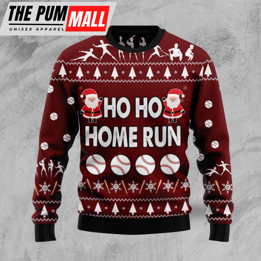 Baseball Hoho Home Run Ugly Christmas Sweater, Christmas Gift For Men And Women