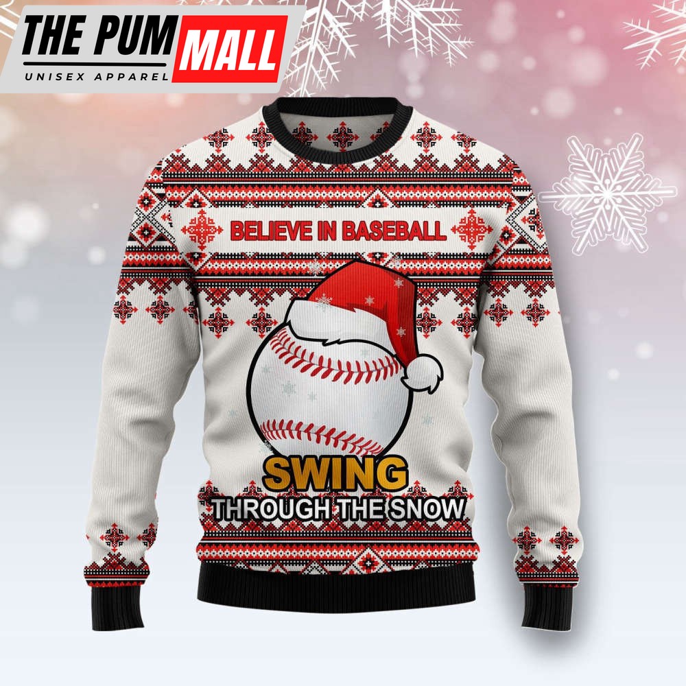 Baseball Santa Hat Ugly Christmas Sweater, Best Gift For Christmas 2023