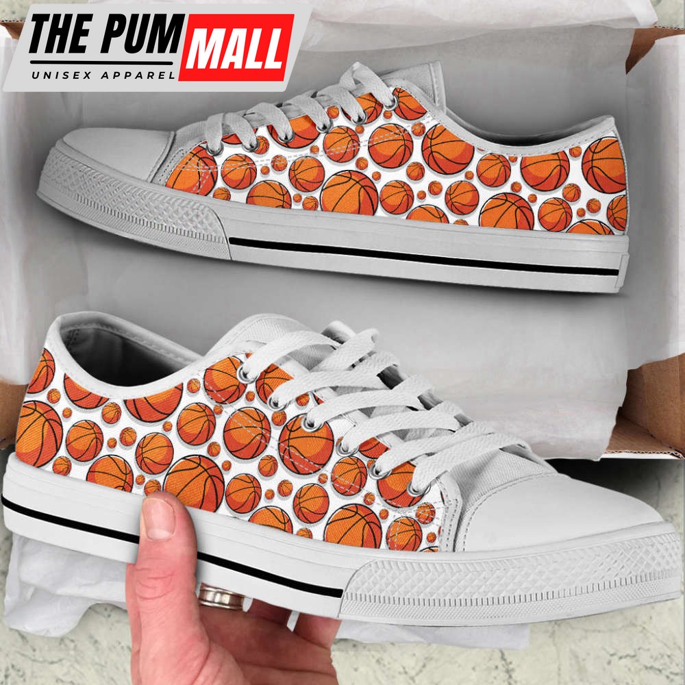 Basketball Ball Pattern Low Top Shoes Canvas Print Lowtop Trendy Fashion