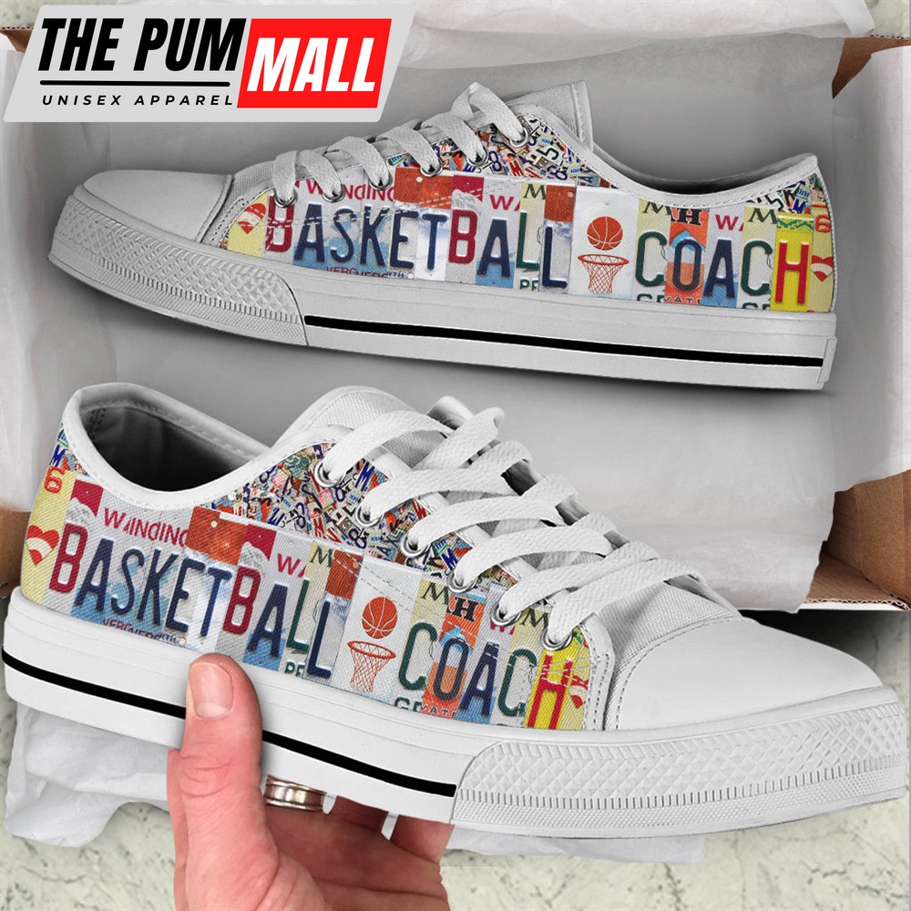 Basketball Coach License Plates Low Top Shoes – Canvas Print Lowtop Shoes Gift For Adults Malalan