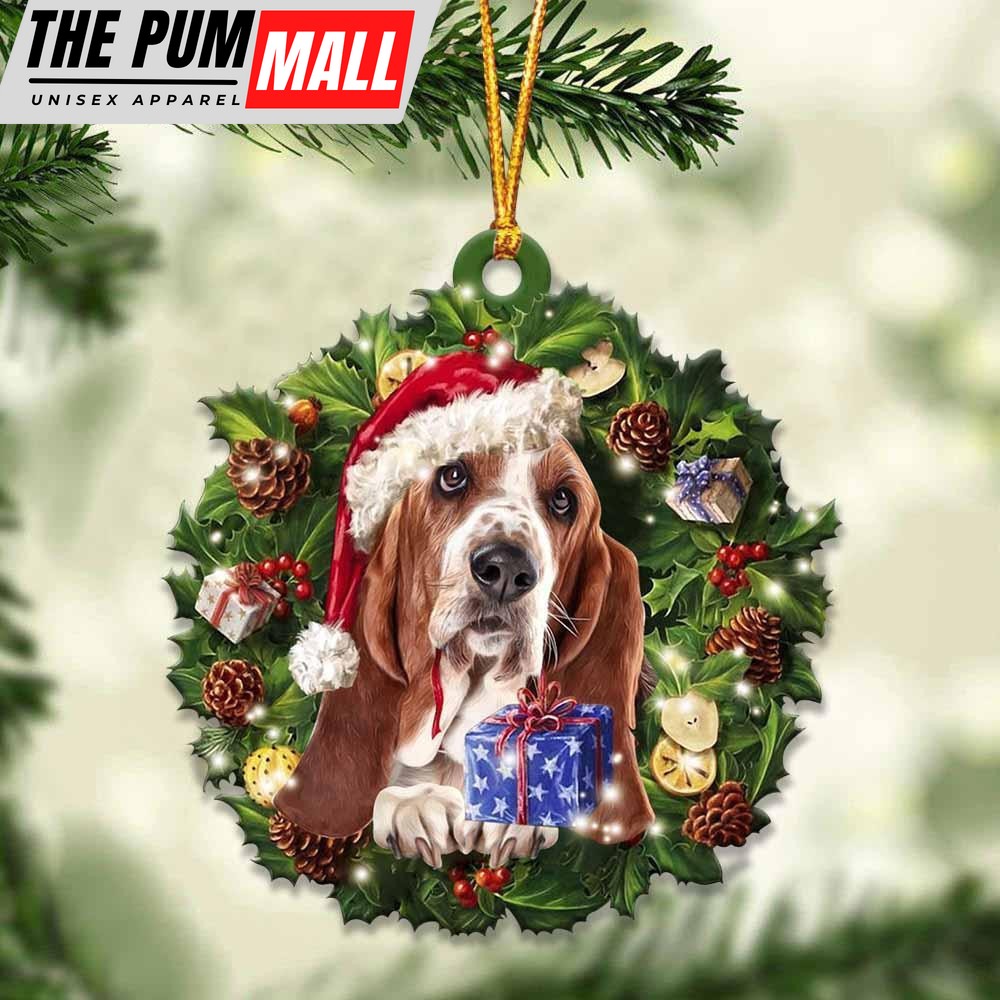 Basset Hound And Christmas Ornament – Acrylic Dog Ornament – Gifts For Dog Lovers Limited Edition