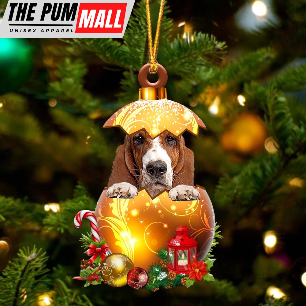 Basset Hound In Golden Egg Christmas Ornament – Car Ornament – Unique Dog Gifts For Owners Limited Edition