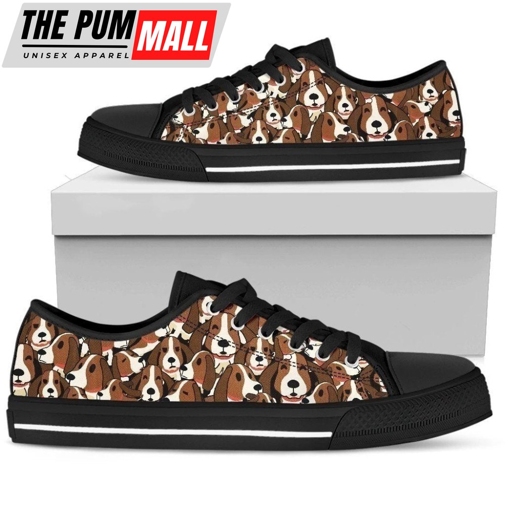 Basset Hound Women’s Sneakers Low Top Shoes Dog Lover NH09