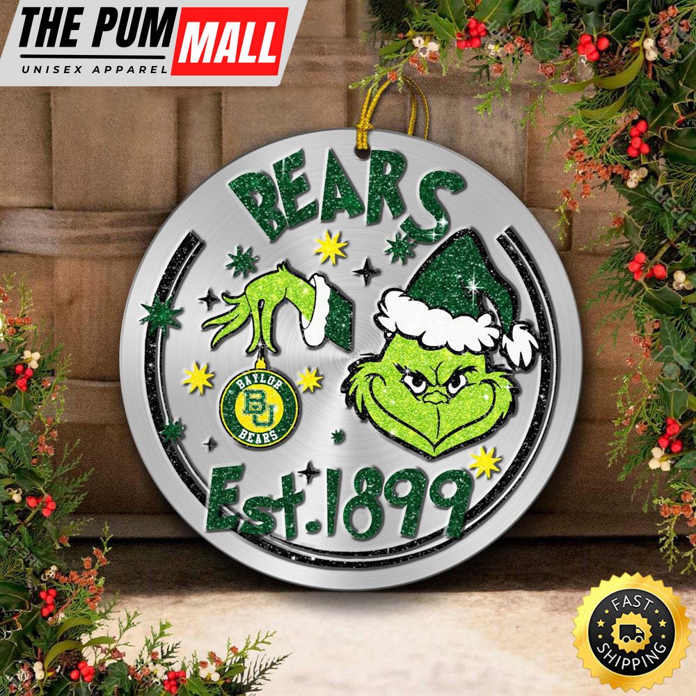Baylor Bears Grinch Circle Ornaments Christmas Limited Edition