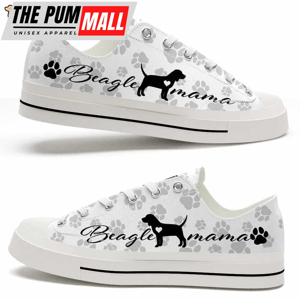 Beagle Paws Pattern Low Top Shoes – Happy International Dog Day Canvas Sneaker – Owners Gift Dog Breeders