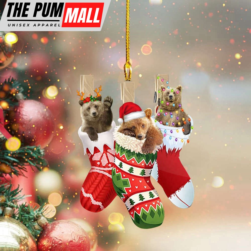 Bears In Christmas Sock Ornament Bear Ornament For Xmas Tree Animal Christmas Decorations Limited Edition