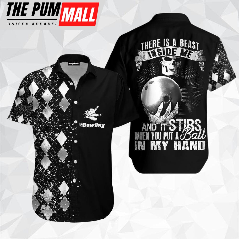 Beast Inside Me Hawaiian Shirt – Unisex Silver Bowling Design WT5219
