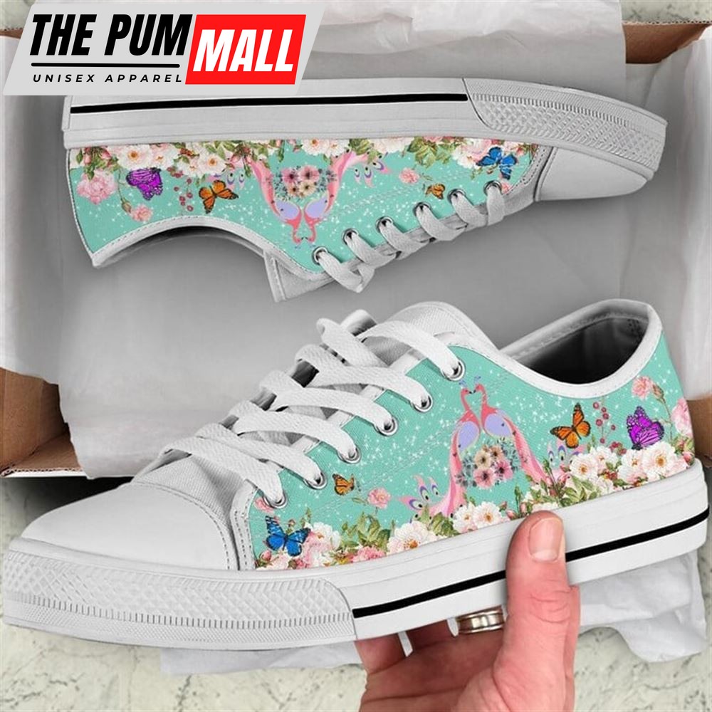 Beautiful Couple Peacock Love Flower Watercolor Low Top Shoes – Low Top Shoes Mens, Women