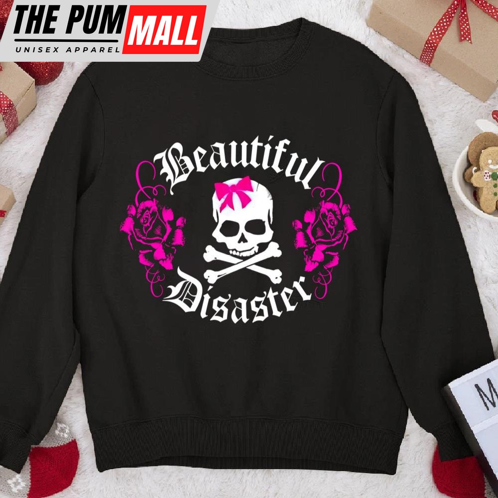 Beautiful Disaster Skull Crossbones Flower Sweatshirt