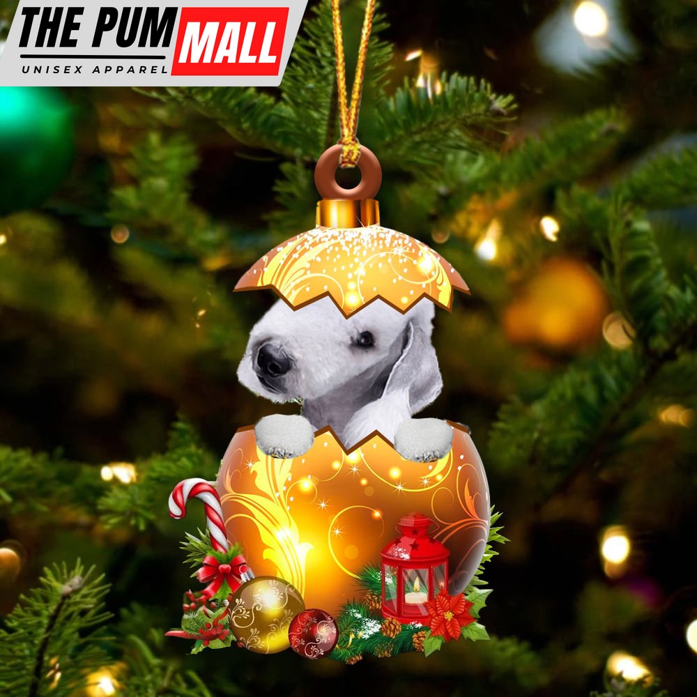 Bedlington Terrier In Golden Egg Christmas Ornament – Car Ornament – Unique Dog Gifts For Owners Limited Edition