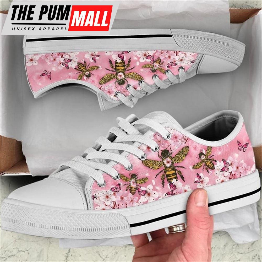Bee Cherry Blossom Low Top Shoes – Low Top Shoes Mens, Women