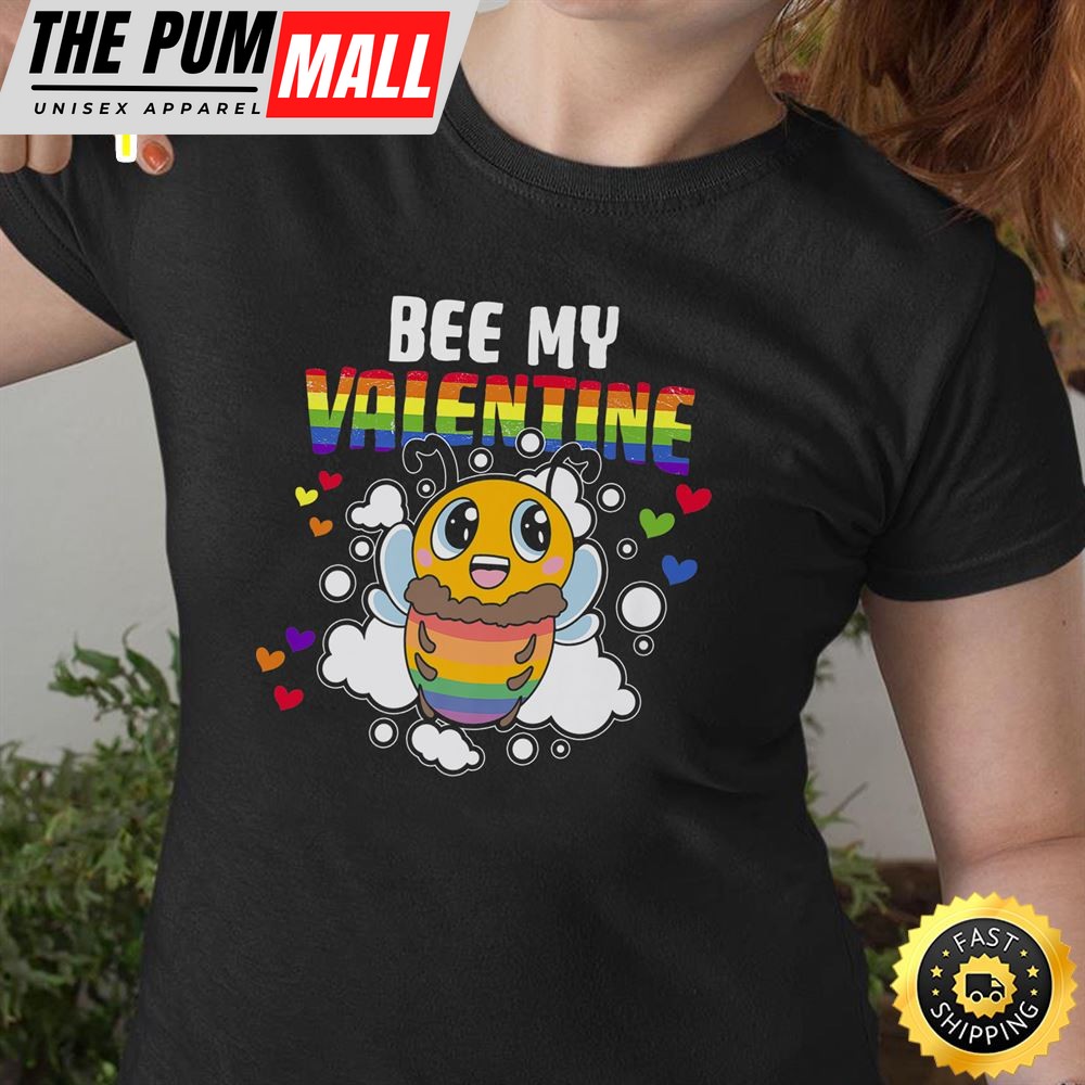 Bee My Valentine Bee LGBT Pride Month LGBTQ Rainbow Premium Valentines Day T-shirt