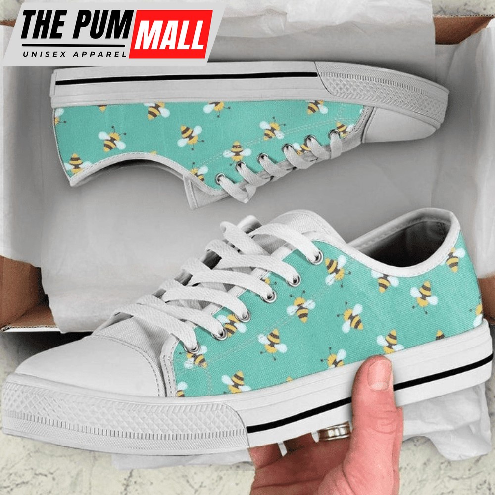Bees Fly On Flower Pattern Low Top Shoes PN205175Sb Trendy Footwear
