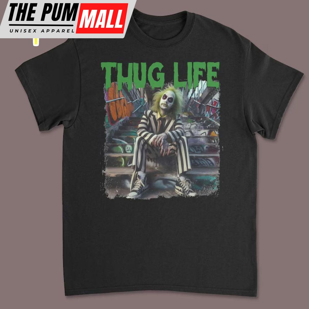 Beetle Juice Thug Life Tee, Michael Keaton Halloween T-shirt