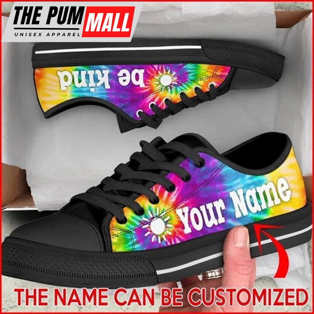 Bekind Tie Dye Personalized Canvas Low Top Shoes – Low Top Shoes Mens, Women