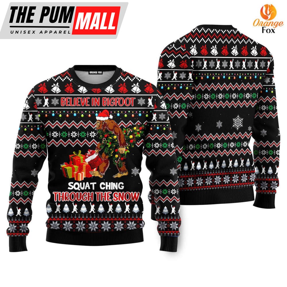 Believe In Bigfoot Squat Ugly Christmas Sweater For – Gift For Christmas UH1211