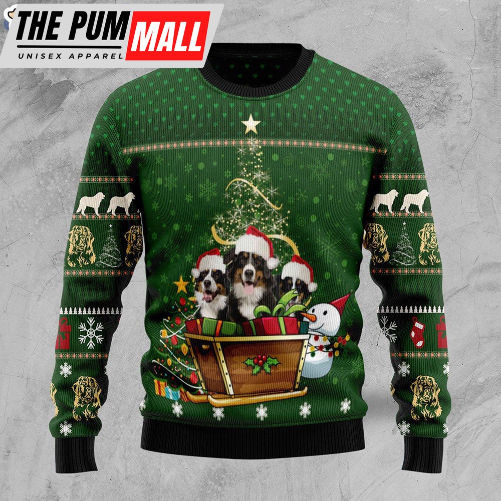 Bernese Mountain Dog Group Xmas Chirtmas Tree Ugly Christmas Sweater – Dog Memorial Gift