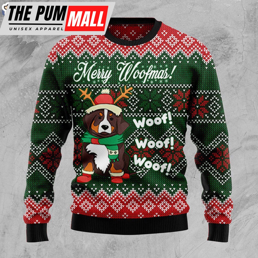 Bernese Mountain Dog Woofmas Dog Lover Ugly Christmas Sweater – Gifts For Dog Lovers
