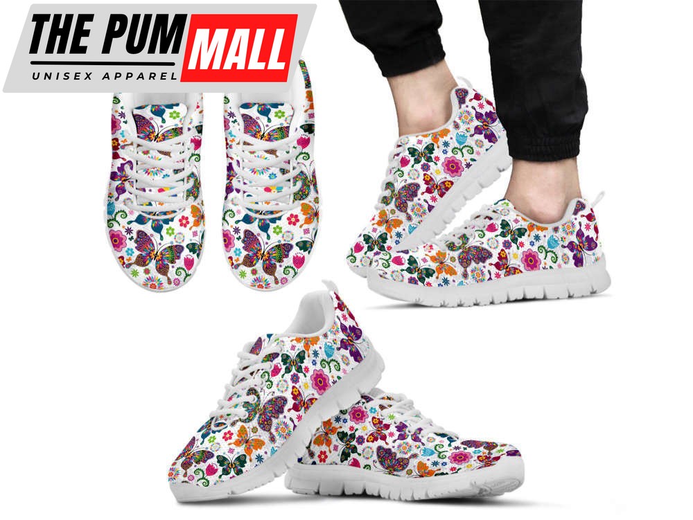Best Butterfly Shoes Custom Name Shoes Butterfly Print Running Sneakers For Women Men