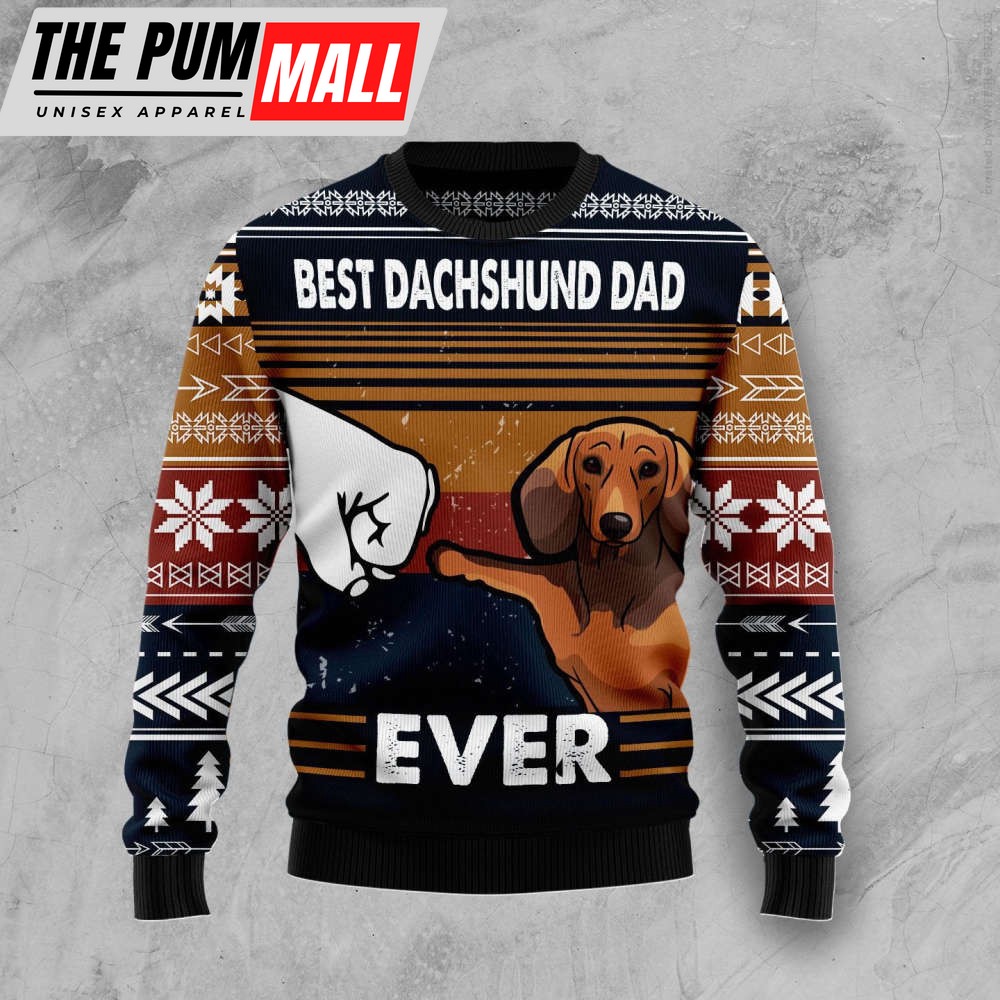Best Dachshund Dad Ever Ugly Christmas Sweater, Christmas Gift For Men And Women