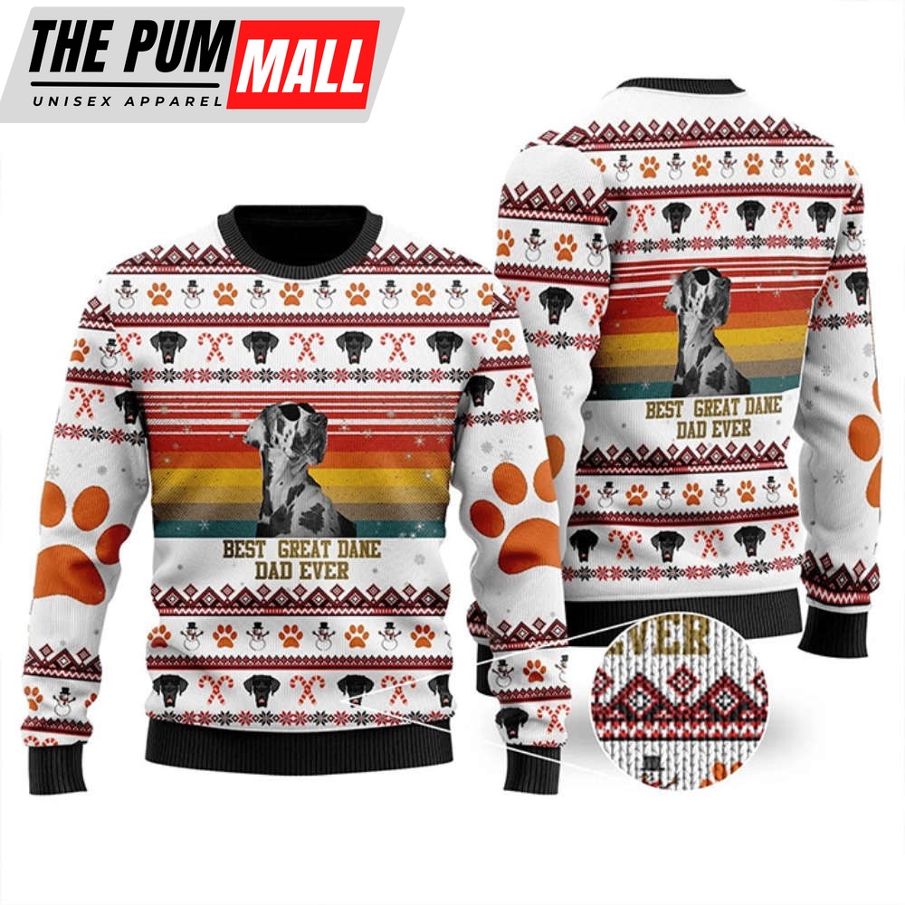 Best Great Dane Dad Ever Ugly Christmas Sweater, Gift For Pet Lovers, Unisex Crewneck Sweater