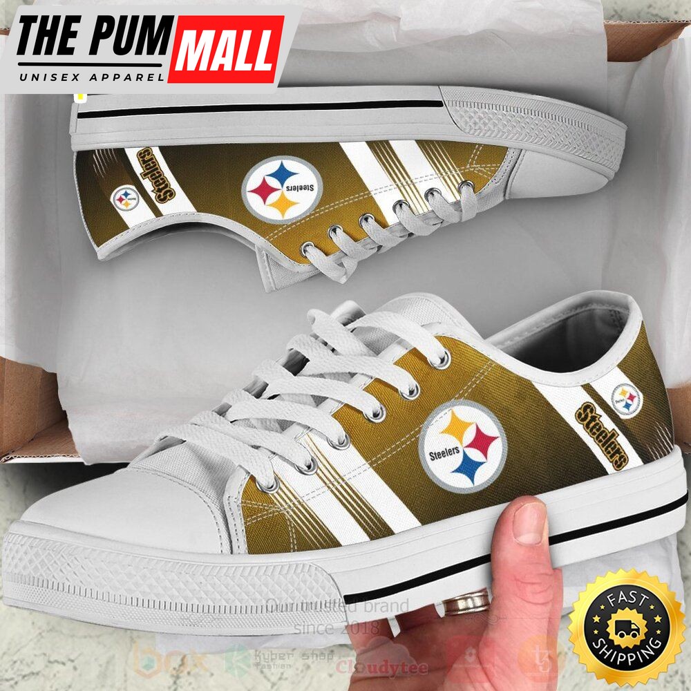 BEST NFL Pittsburgh Steelers Black Skate Sneakers Shoes Low Top