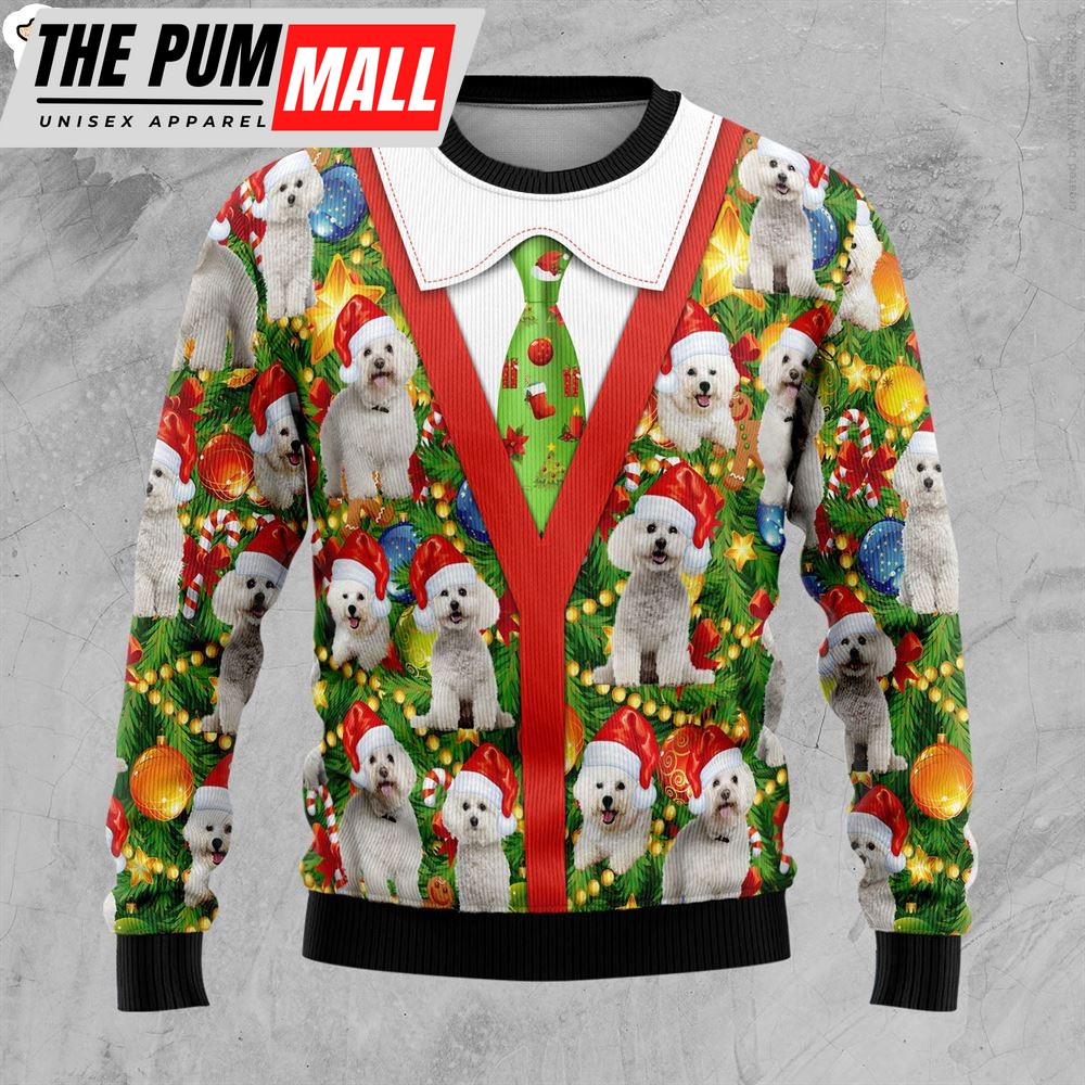 Bichon Xmas Pine Ugly Christmas Sweater – Lover Xmas Sweater Gift – Dog Memorial Gift