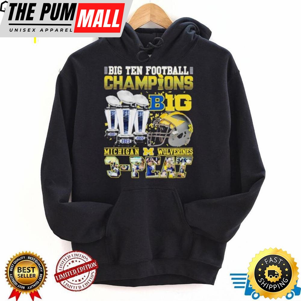 Big Ten Football Champions Michigan Wolverines 3 Peat Shirt