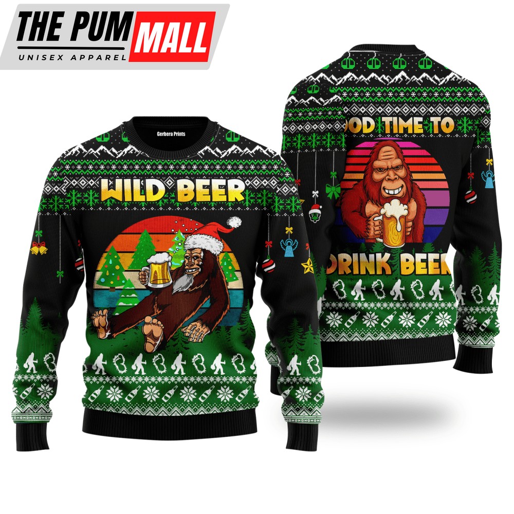 Bigfoot Beer Christmas Ugly Sweater – Perfect Time to Enjoy Beer – Gift For Christmas UH1910