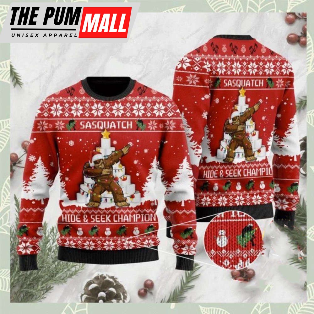Bigfoot Hide And Seek Champion Ugly Christmas Sweater, Gift For Men & Women