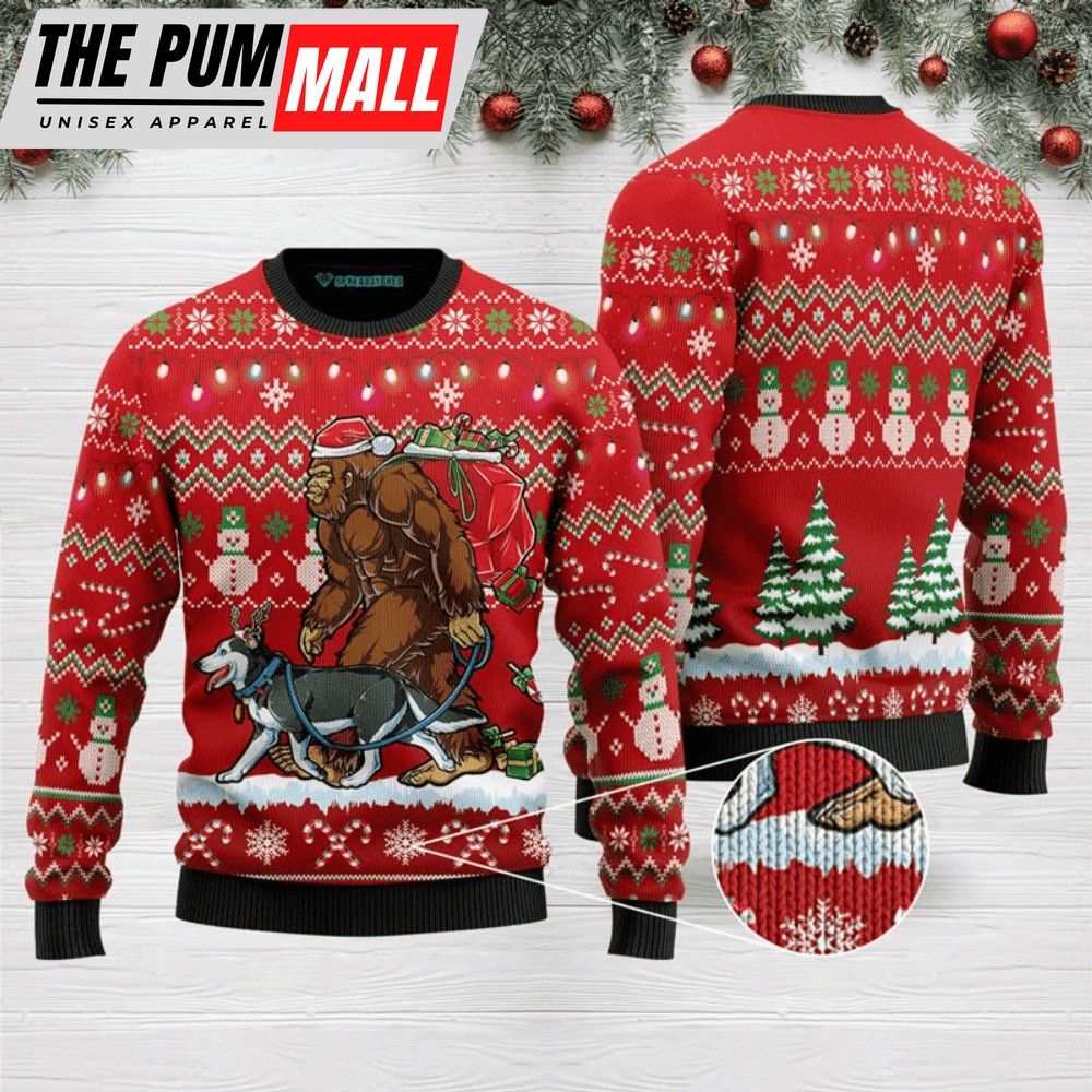 Bigfoot Huskey Ugly Christmas Sweater – Sweatshirt Gift For Christmas Day