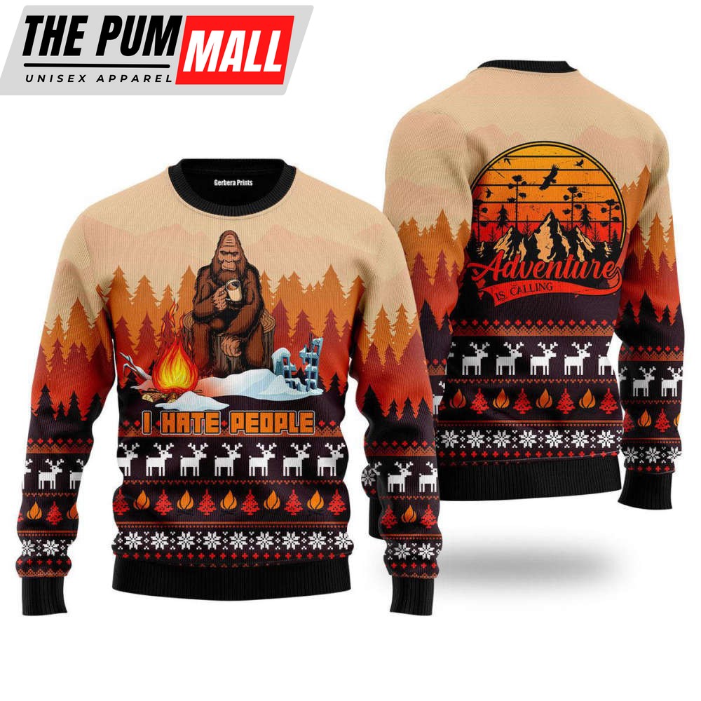 Bigfoot I Hate People Camping Ugly Christmas Sweater For Men & Women