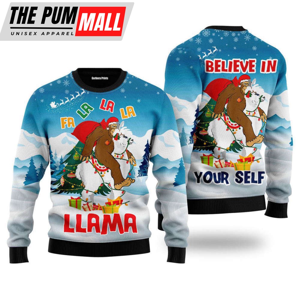 Bigfoot Riding Llama Ugly Christmas Sweater for Men & Women – Gift For Chrismas