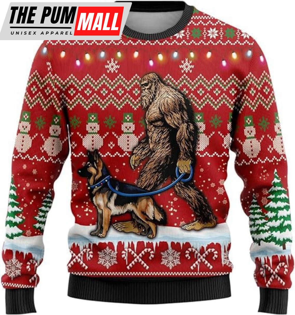 Bigfoot Sashquatch Mens Funny Ugly Sweater, Dog Ugly Christmas Sweater For Christmas