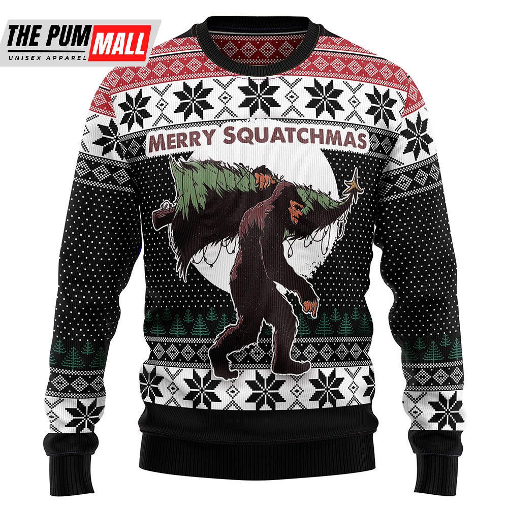 Bigfoot Squatchmas Ugly Christmas Sweater Christmas Unisex Crewneck Sweater